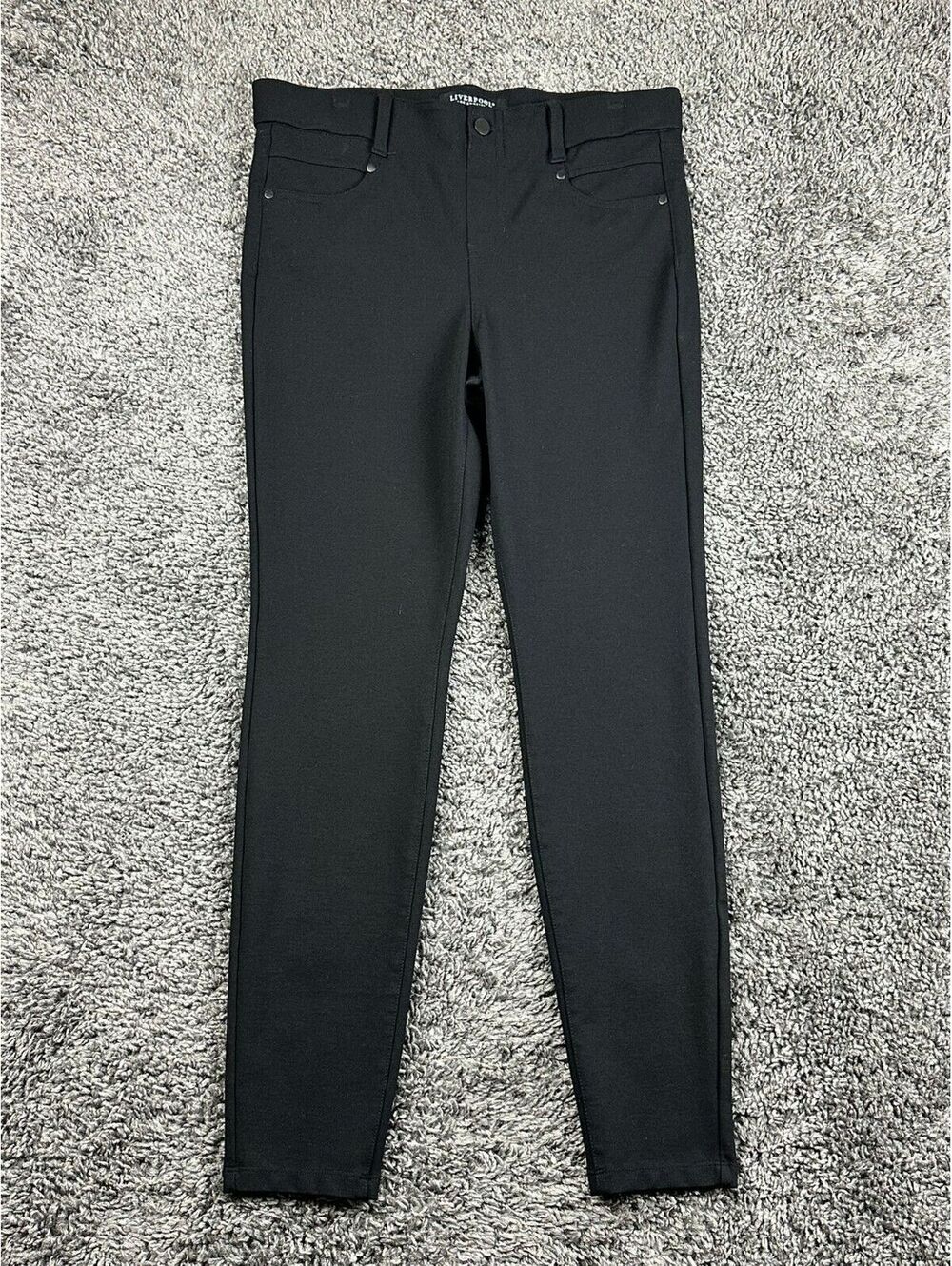 Liverpool Gia Glider Womens 10/30 Pull On Skinny Pants Black Ponte Knit Stretch
